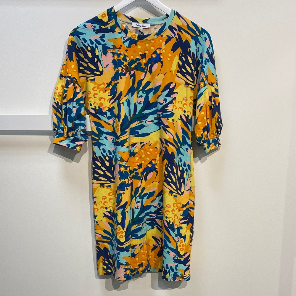 CELINA MOON Vibrant Multicolor 3/4 Sleeve Dress